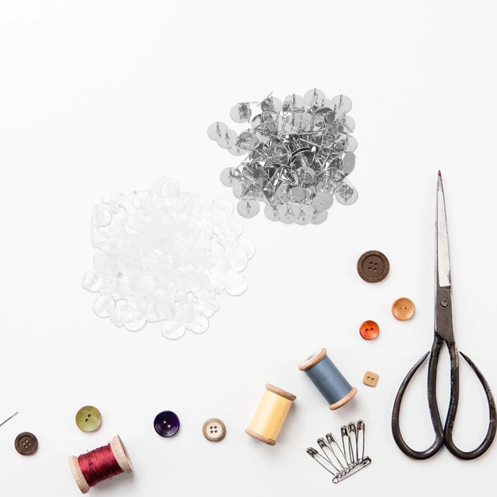 100 set Backs For Jewelry Making: Transparent Locking Clasp Pins Replacement Badge Fastener Brooch Pin Backings Craft Supplies