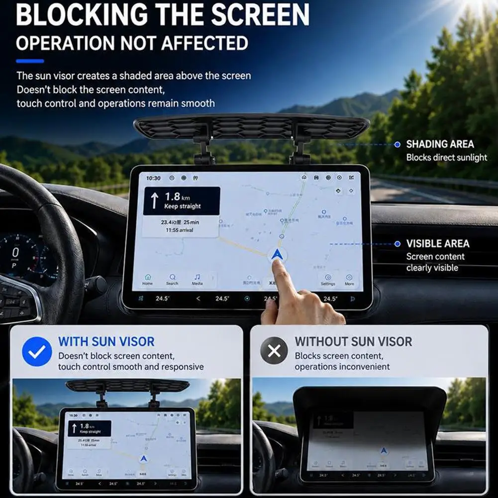 Car Center Console Sun Visor Car's Central Control Screen Can Adjust The Sunshade Rotating Panel Bracket Behind The Screen