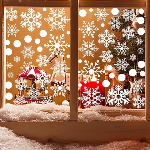 Christmas Snowflakes Window Clings Window Decals Stickers Decoration Glass Windows Snowflake New Yea Christmas Decor Home Office