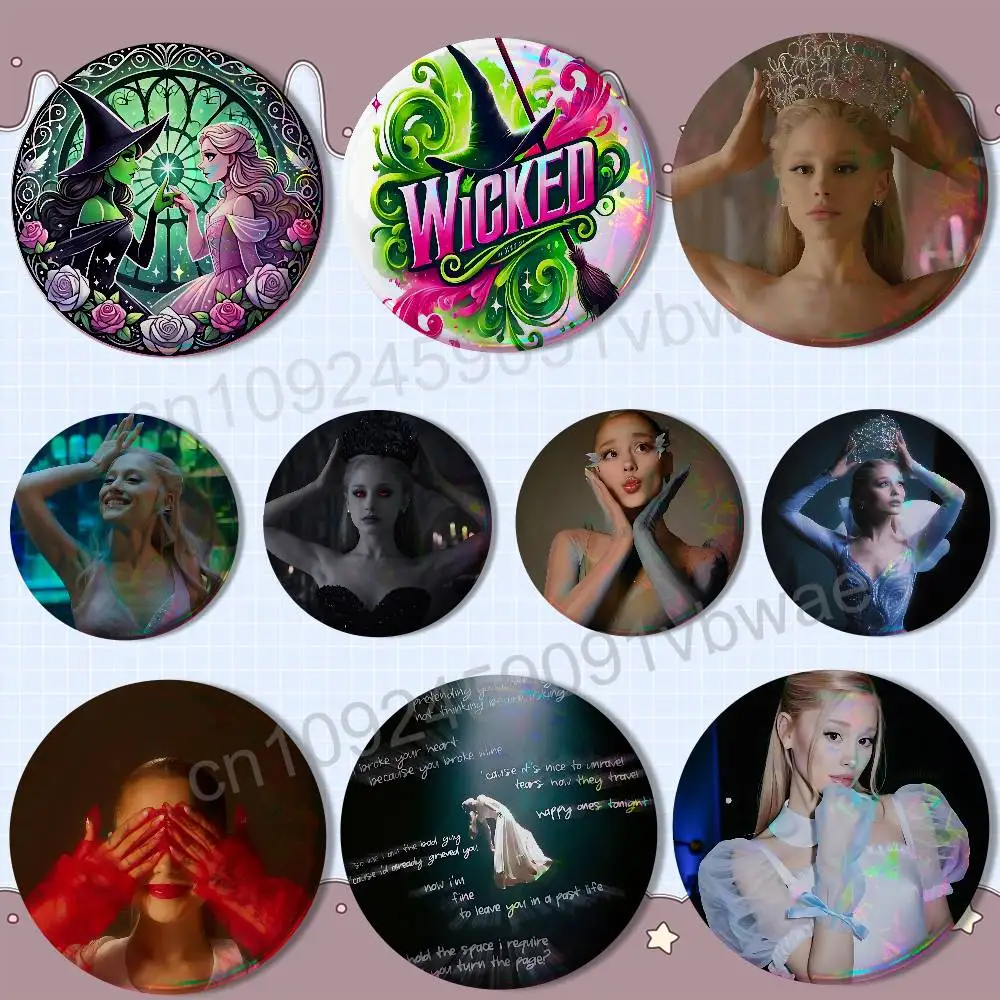

Glinda Ariana Grande Wicked Round Exquisite Badge Brooches Creative Pins For Clothes Hat Backpack Gift Accessories