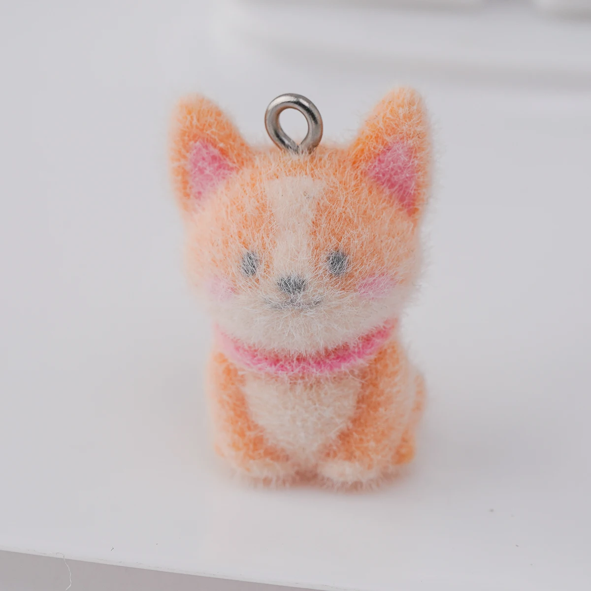 20pcs 3D Flocking doll Charms Cartoon Cute Little Yellow Dog Pendants For make Bag Keychains DIY crafts Jewelry Accessories