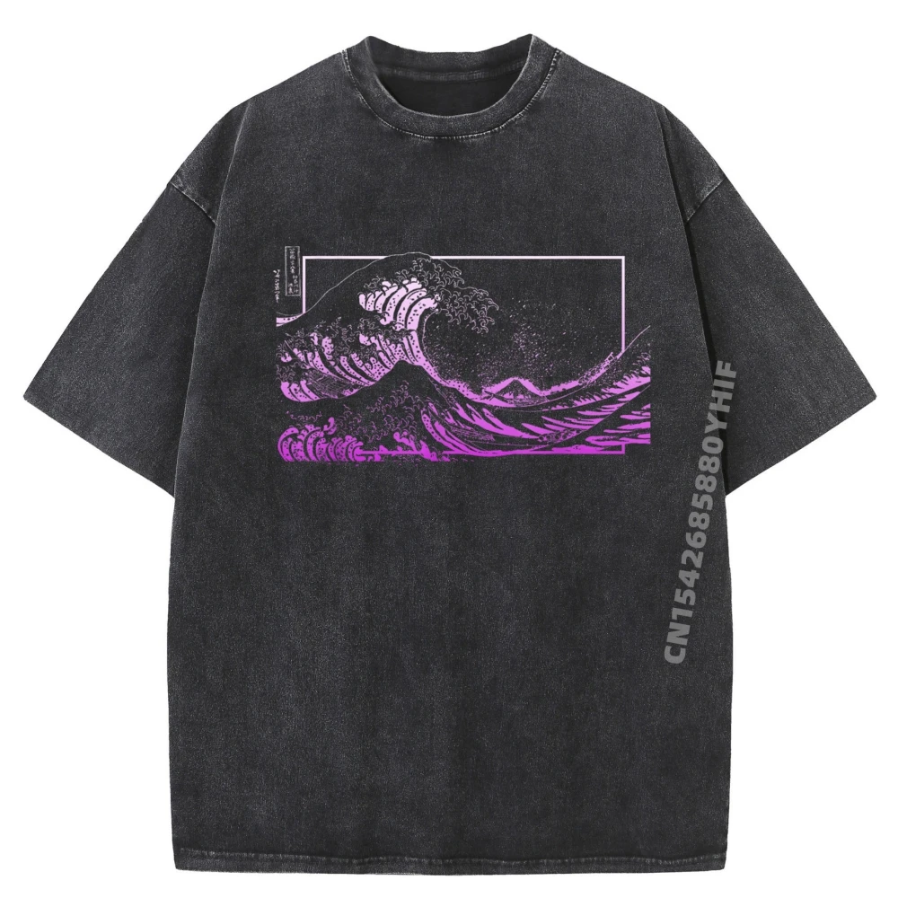 

Фиолетовые топы и футболки Great Wave off Kanagawa, футболки с рисунком для мужчин, забавные футболки, мужская хлопковая удобная стираная одежда