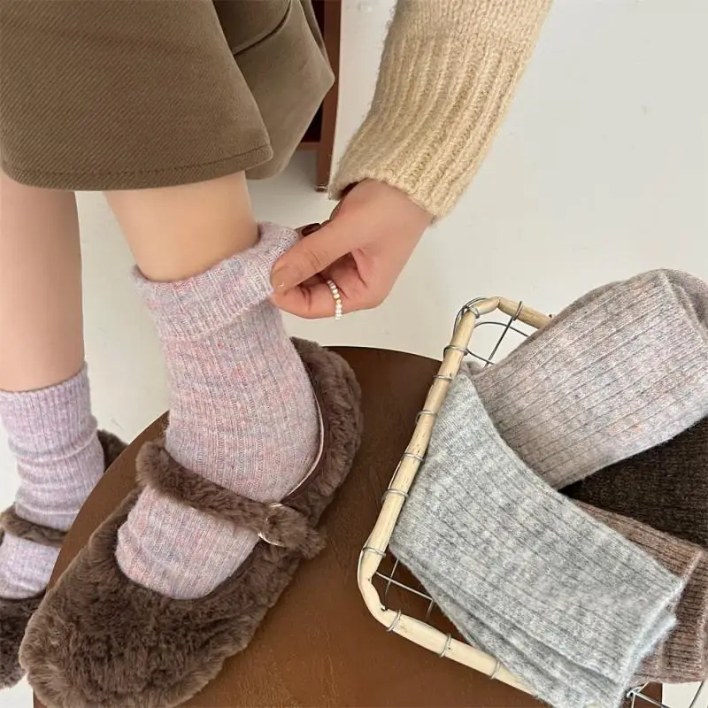 Women Wool Socks Warm Winter Thick Cashmere Fuzzy Casual Solid Color Comfortable Home Sock Soft Long Thermal High Quality