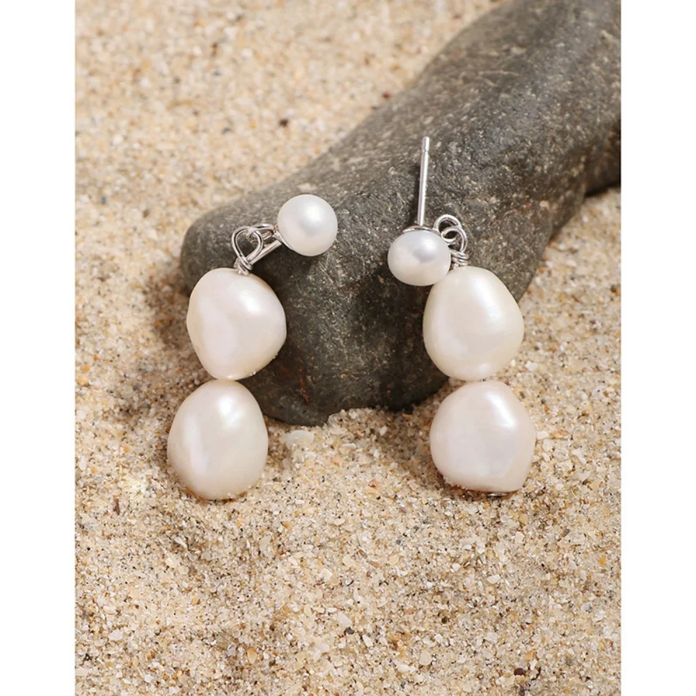 

Нишевые легкие роскошные серьги-гвоздики с асимметричным жемчугом в стиле барокко — серебро S925 для женщин