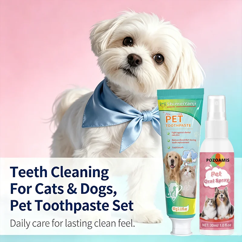 Pet Toothpaste and Oral Spray, Remove Tartar and Keep Breath Fresh. Primarily Designed for Pets of All Ages.