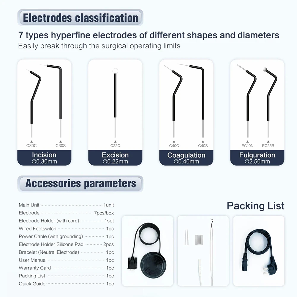 Dental Electrosurgery Unit Portable Dental Electro Surgery System Machine Electricity Knife Dental Electro Scalpel 7 Electrodes