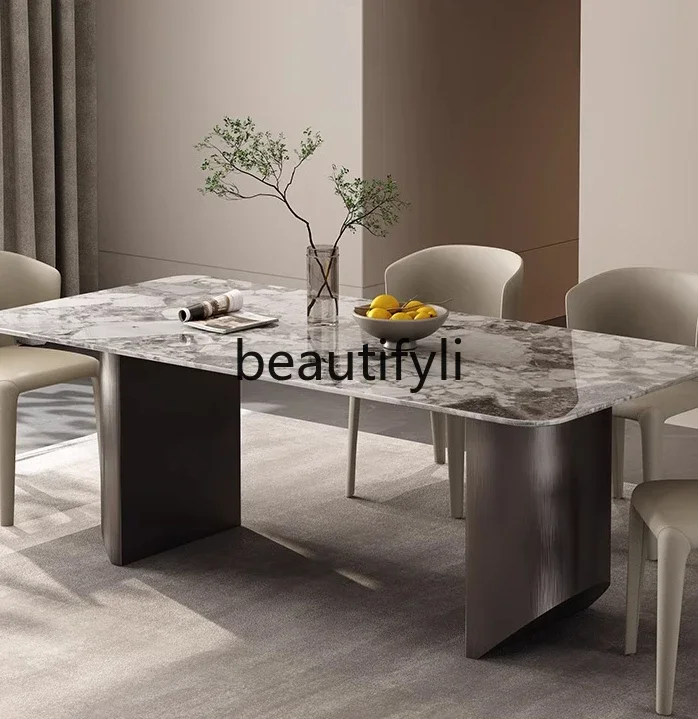 Marble high-end light luxury imported rectangular Italian minimalist high-end dining table