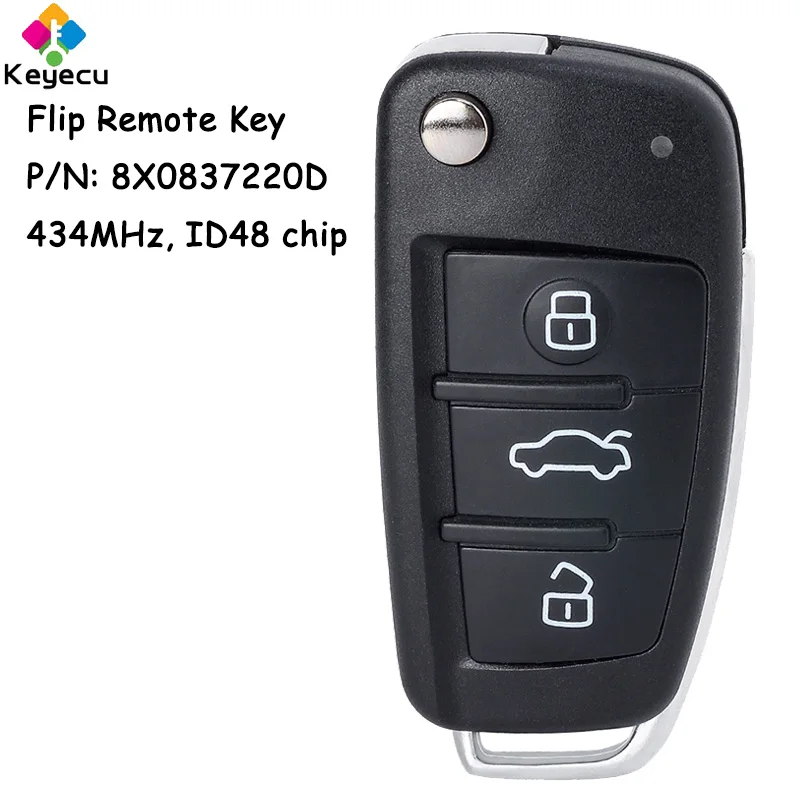 

KEYECU Flip Remote Car Key With 3B 434MHz ID48 Chip for Audi A1 Q3 S1 2010 2011 2012 2013 2014 2015 2016 2017 Fob 8X0 837 220 D