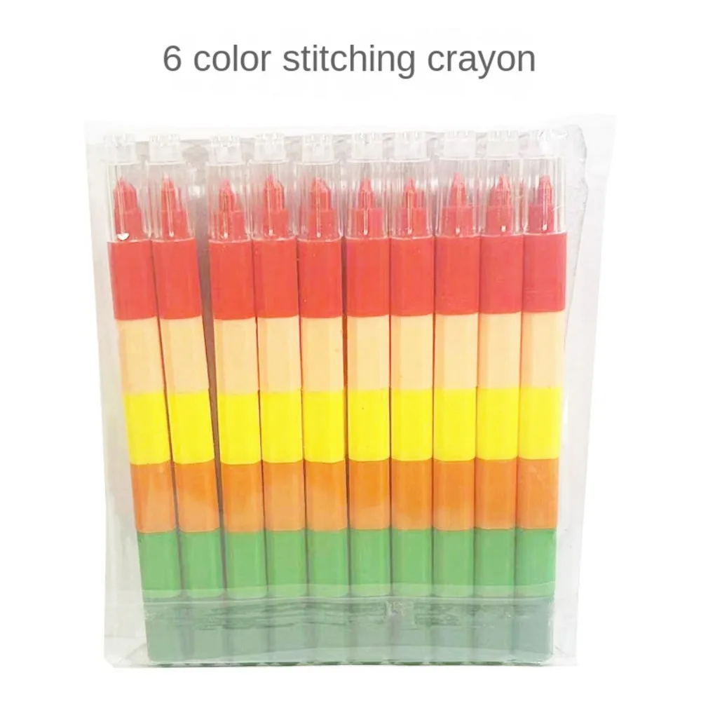 10pcs/set Drawing Pen Creative Blocks Crayons Replaceable Stationery Mini Finger Crayon Pens Stackable Rainbow