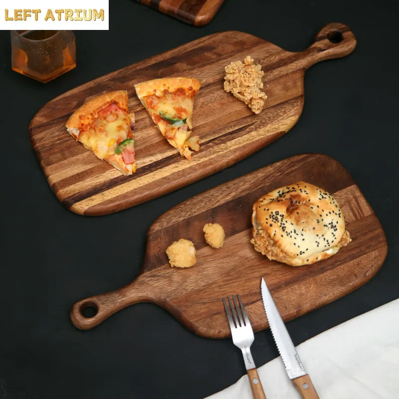 Walnut pizza plate Acacia wood tray Sushi round dried fruit plate Household breadboard Western food Steak cake plate