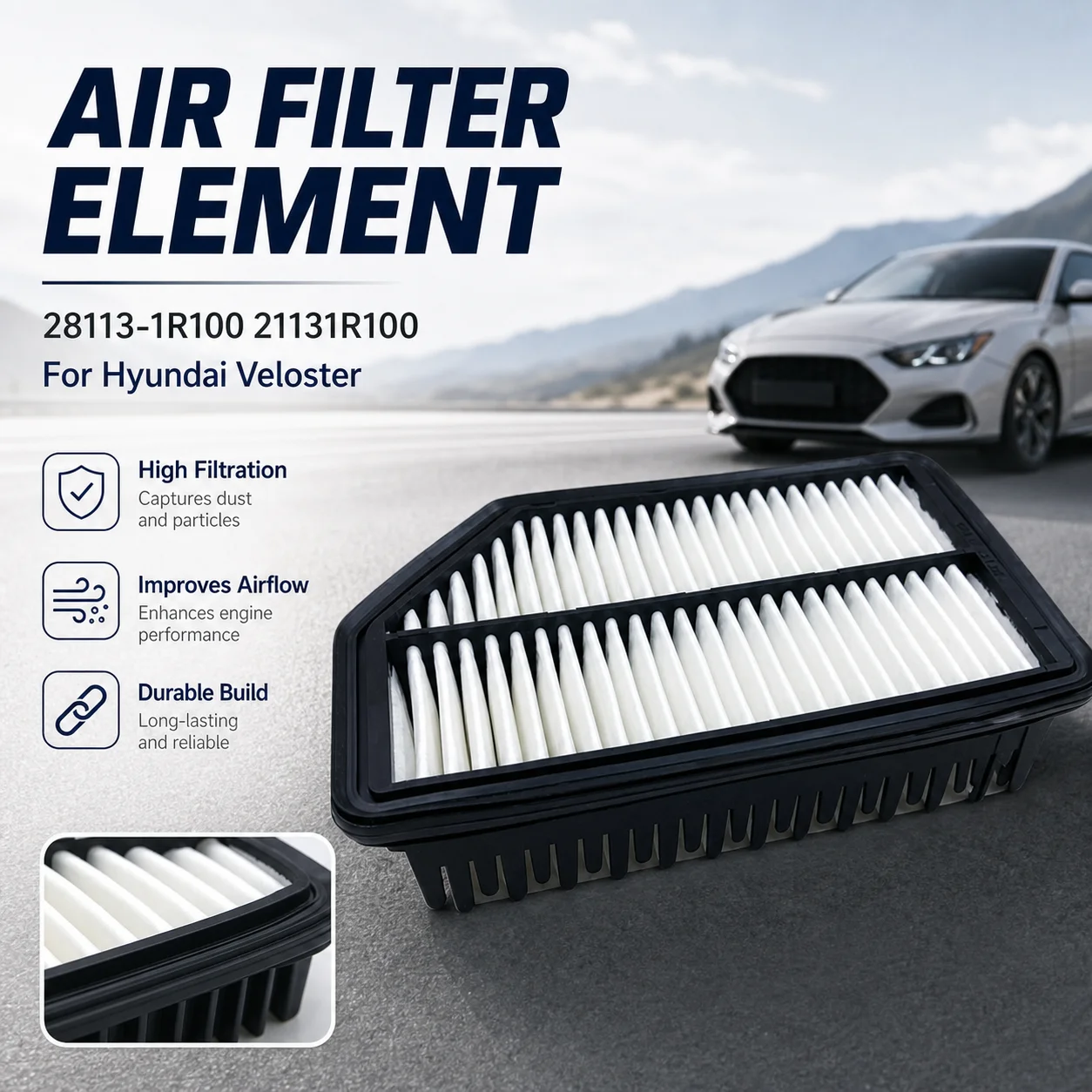 28113-1R100 21131R100 Air Filter Element Replacement High Efficiency Durable For Hyundai Veloster Car Accessory