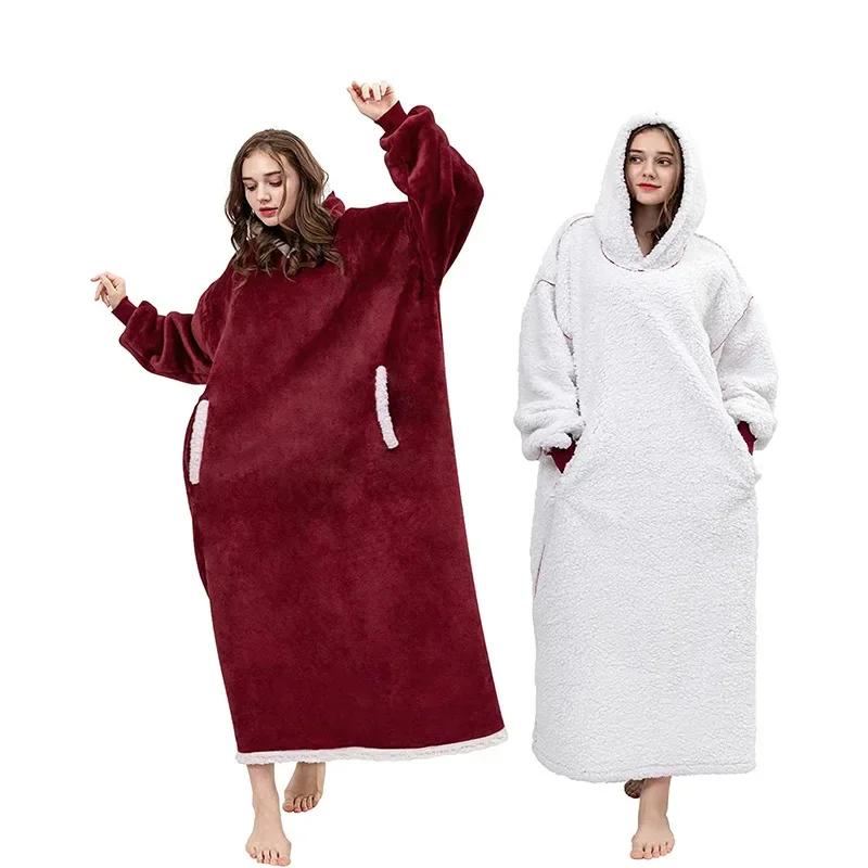 

Super Soft Giant TV Blanket with Sleeves for Women, Oversized Fleece Hoodie Sweatshirt, Winter Hooded Pullover Sweatshirts