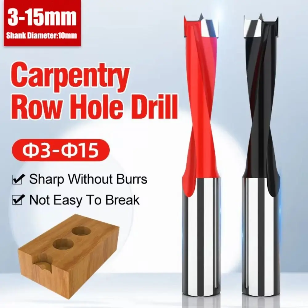 New 2 Flute Drill Bits Left/Right 10mm Shank Row Drill Carbide Woodworking Tools Wood Alloy