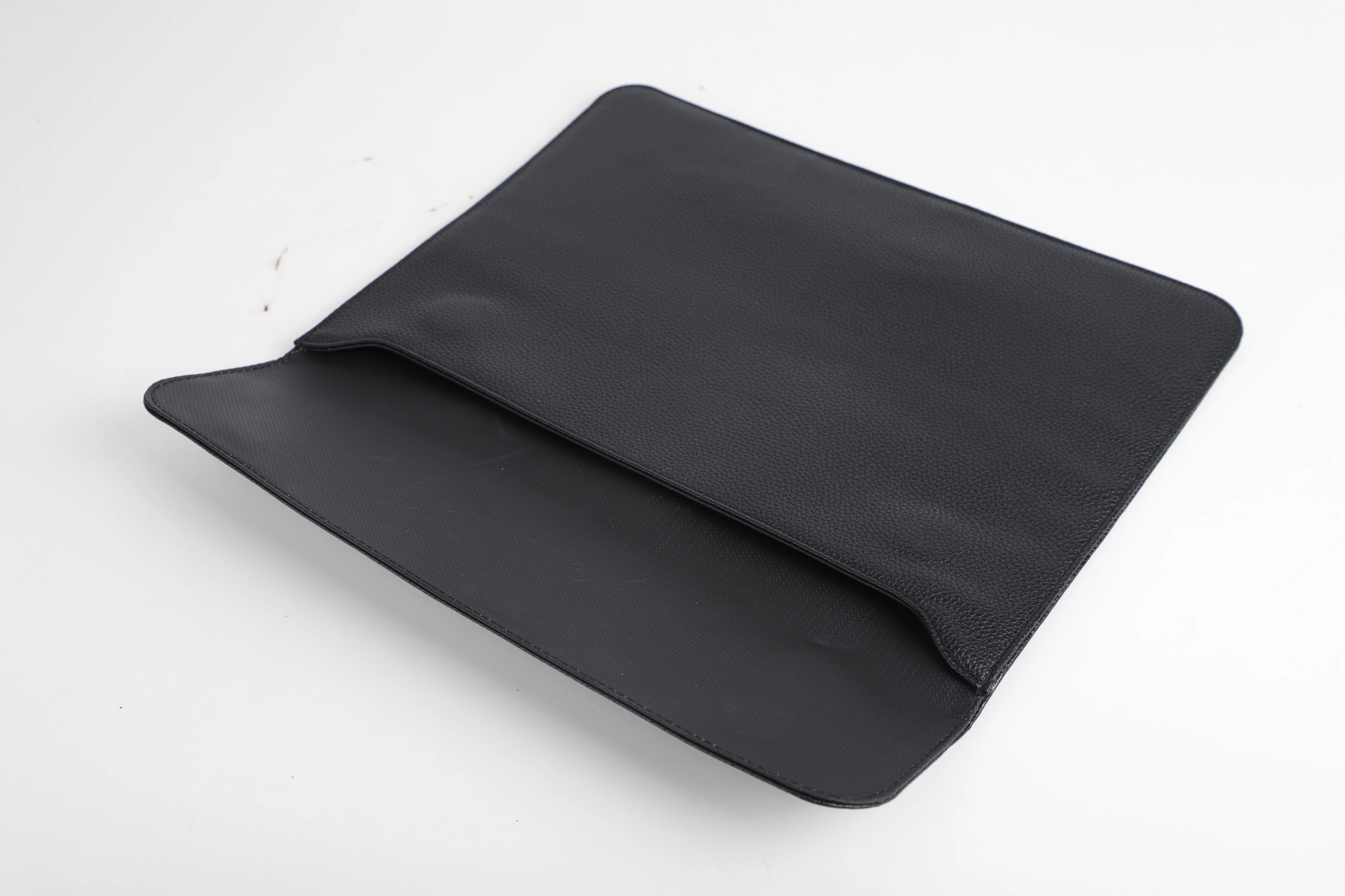 Black Litchi PU Leather Fireproof Document Organizer Bag Storage Pouch with Magnetic Buckle for Important Files Travel Office