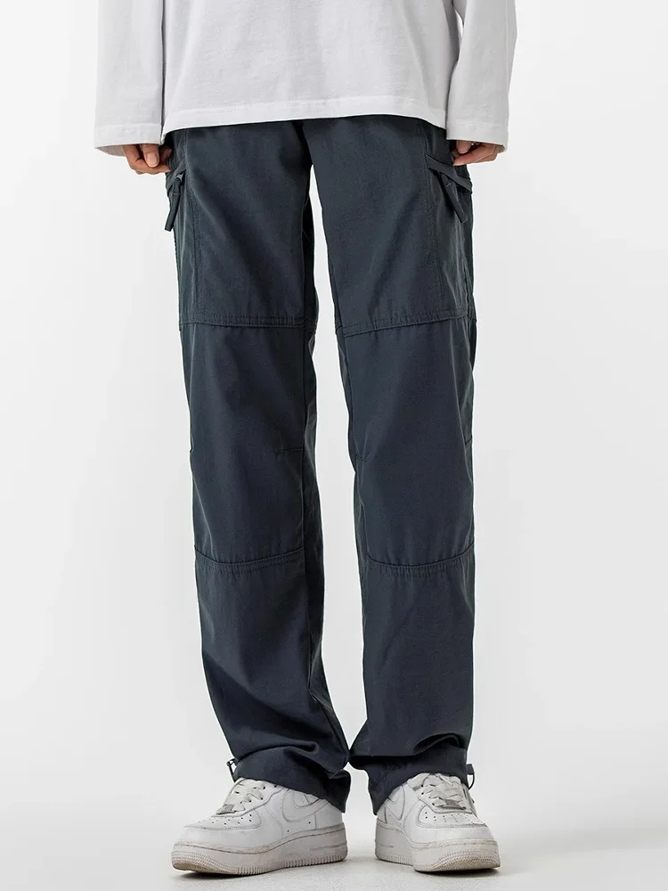 Men's Summer New Loose Straight Leg Workwear Pants Thin Sport Casual Trousers Busin Gentle Sle All Season Basic Color