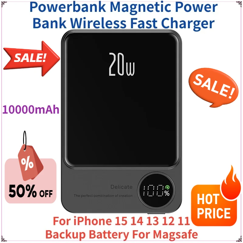 Powerbank Magnetic Power Bank Wireless Fast Charger 10000mAh For iPhone 15 14 13 12 11 Backup Battery For Magsafe