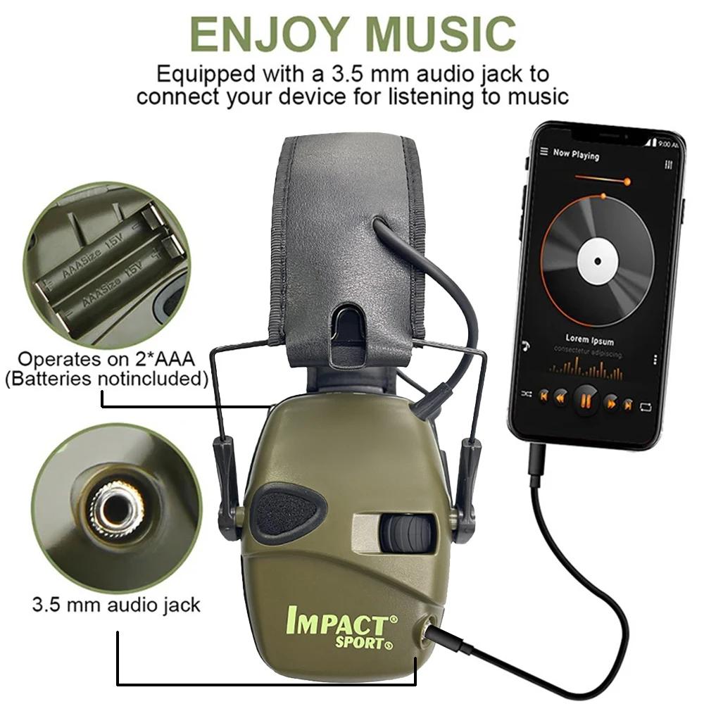 Imagem -05 - Impact Sport Tactical Headconjunto Tiro Hunting Ear Protector Amplificação de Som Auscultadores Amortecedor de Ruído Eletrônico Novo