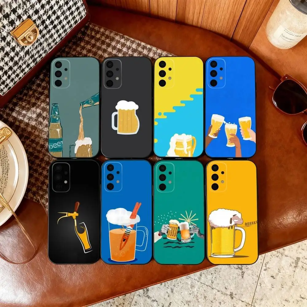 

1pc B-Beer A-Alcohol Art Pattern Phone Case For Samsung Galaxy A73,A72,A71,A70,A53,A52,A51,Soft Silicone Black Cover