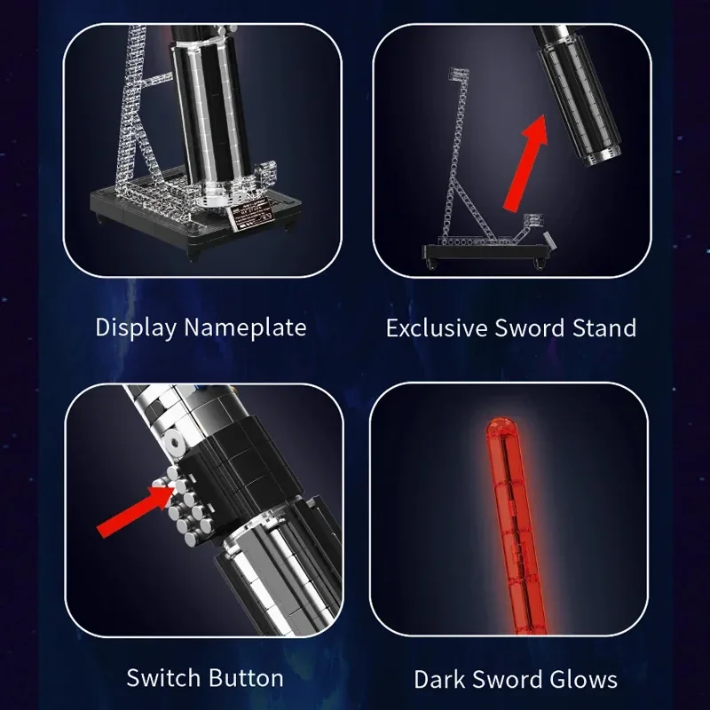 

Mould King 10237 Star Saber Toys The Red Lightsaber Building Block Assembly Lightsaber Brick with Led Parts Kids Christmas Gift