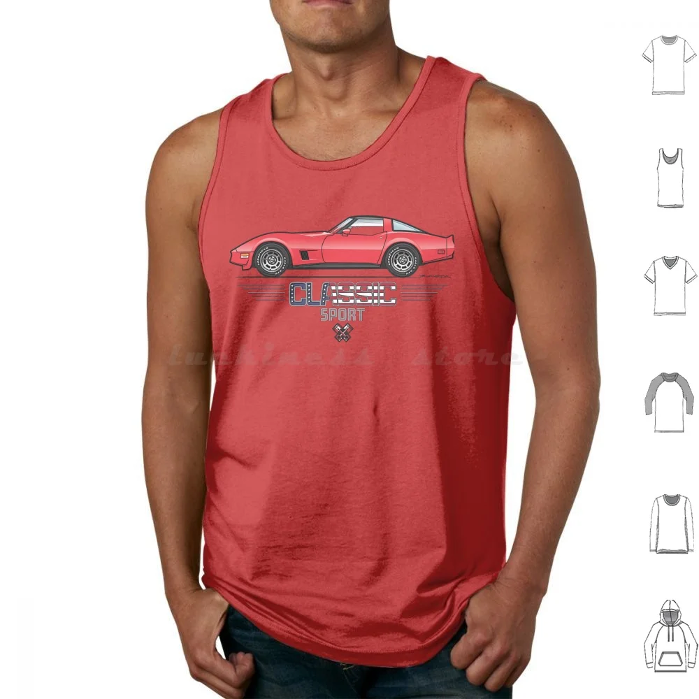 80-82 Red Tank Tops Vest Sleeveless 80 81 82 1980 1981 1982 V8 L48 L82 350 396 Convertible Chevy Stingray Corvette Drag Racing