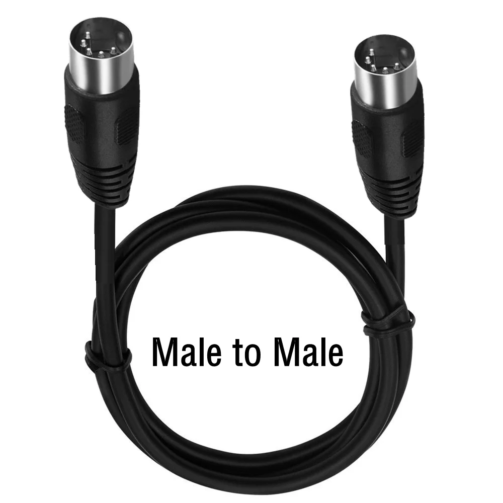 MIDI-Kabel, Stecker auf Stecker und Buchse, 5-poliger DIN-Stecker, Audio-Verlängerungskabel für Lautsprecherstecker, Schwarz, 3 m/1,5 m, 0,5 m