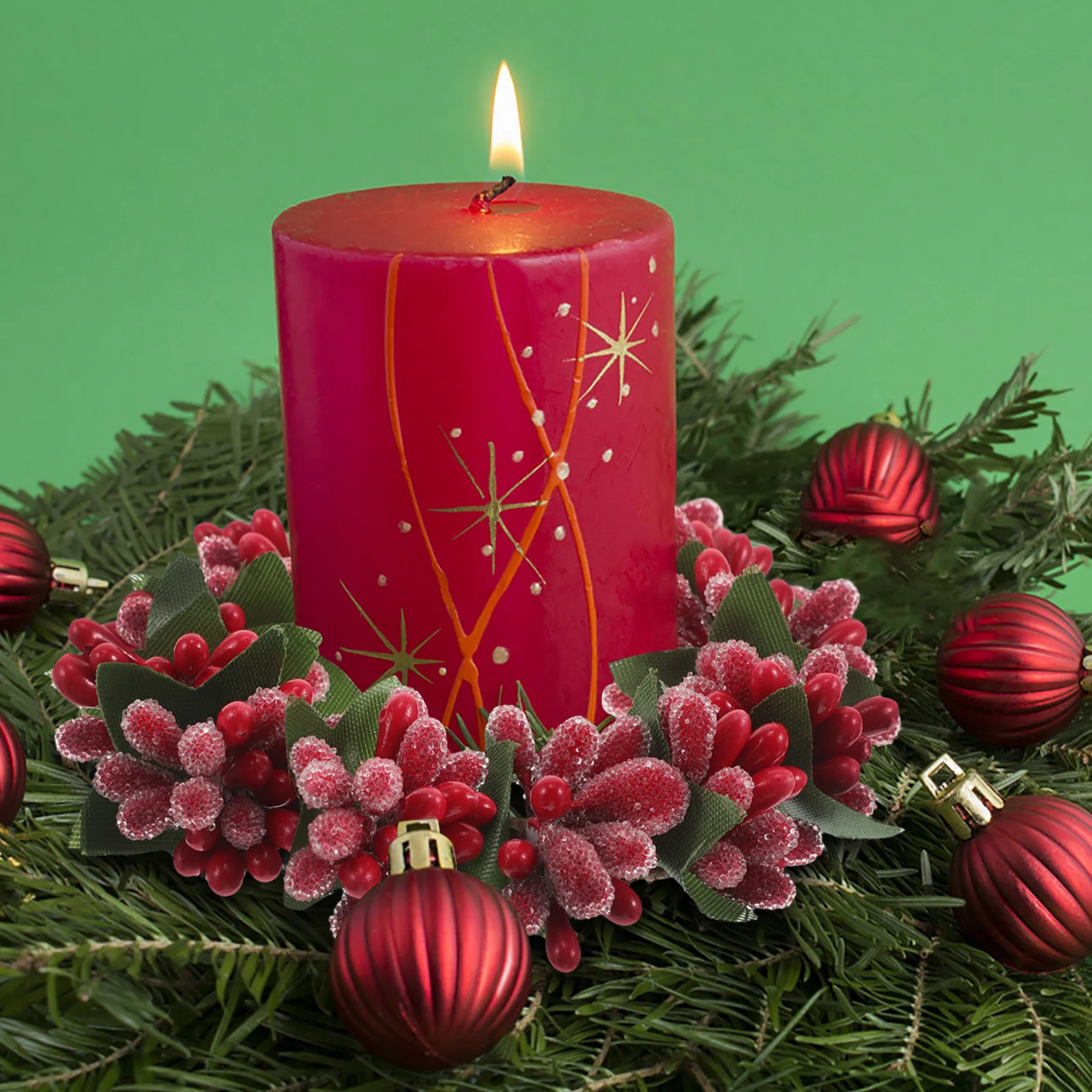 

Christmas Ring Wreaths Artificial Red Berries Mini Wreath Centerpiece Table Xmas Holiday Decor Romantic Atmosphere