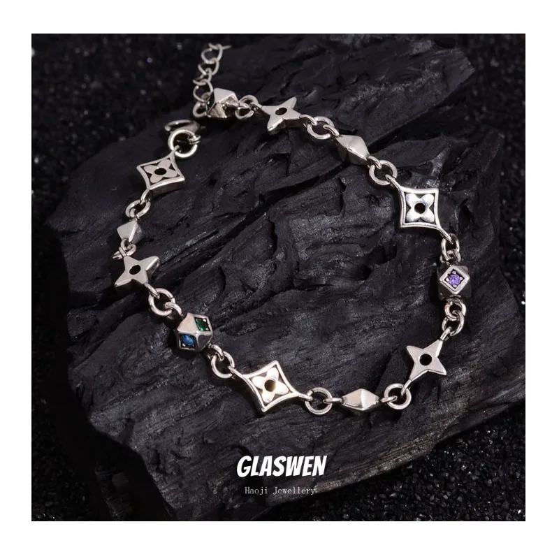 

Браслет в стиле интернет-знаменитостей с цирконами и звездами, в дофаминовых цветах, женский, универсальный, винтажный, с элементом четырехлистного клевера