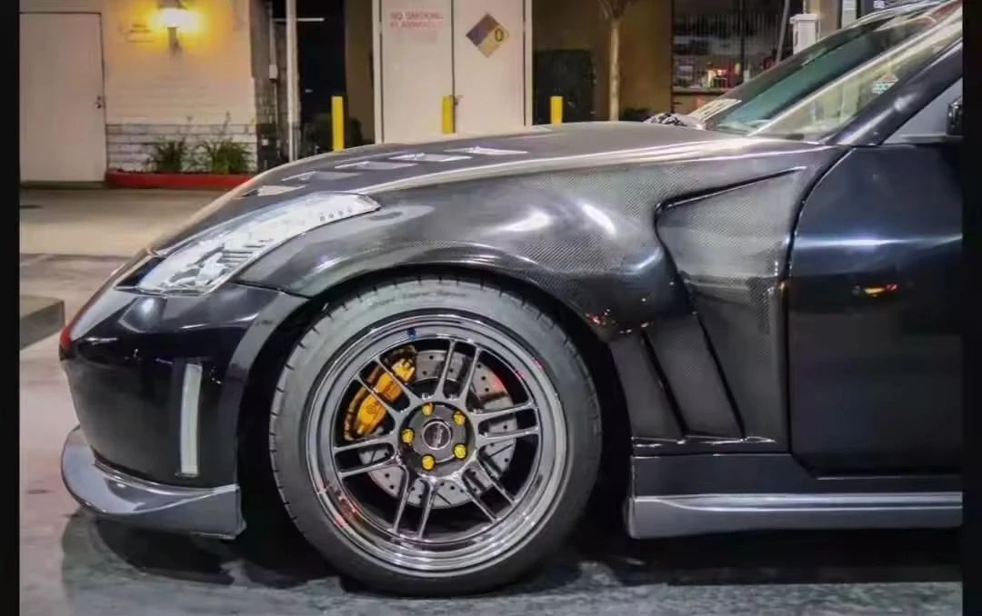 فتحات الحاجز الأمامي للمصد من ألياف الكربون لنيسان 350Z Z33 2002-2008، بعد تركيب السيارة الفعلية واختبارها #4