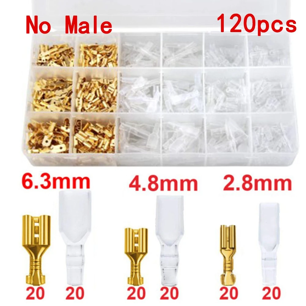 120 piece cable spade lug replacement kit with high quality copper and insulation sleeves for durable and reliable performance