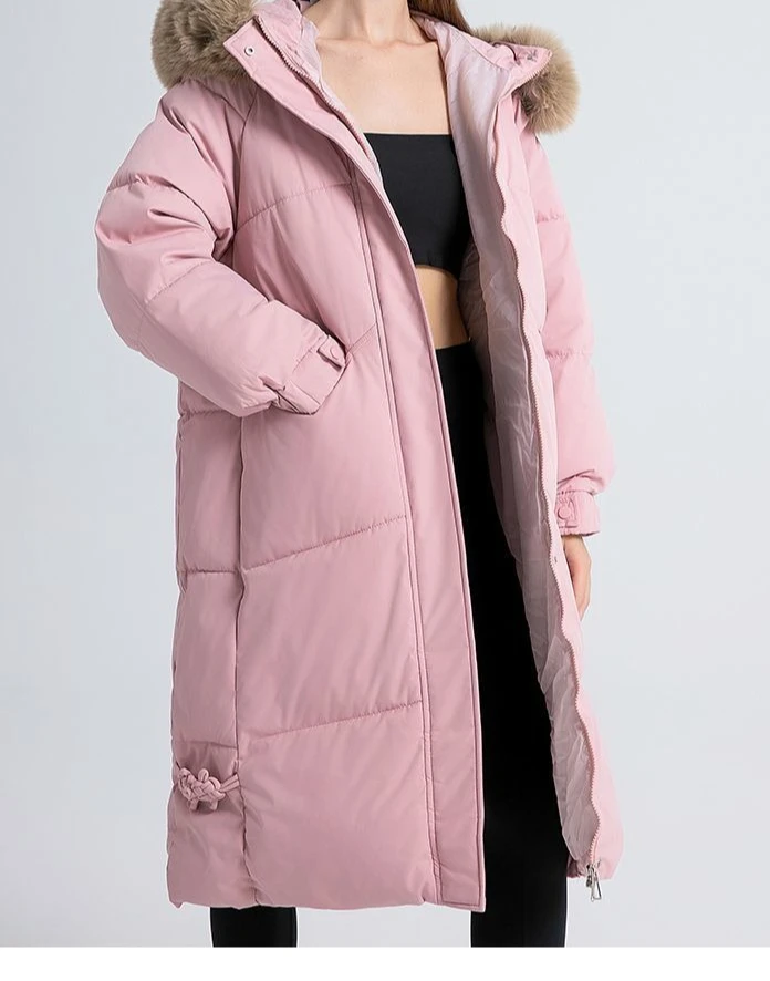 New Style Thickened Long Fur-lined Fashionable Cotton Coat with Loose Hood Cotton Suit