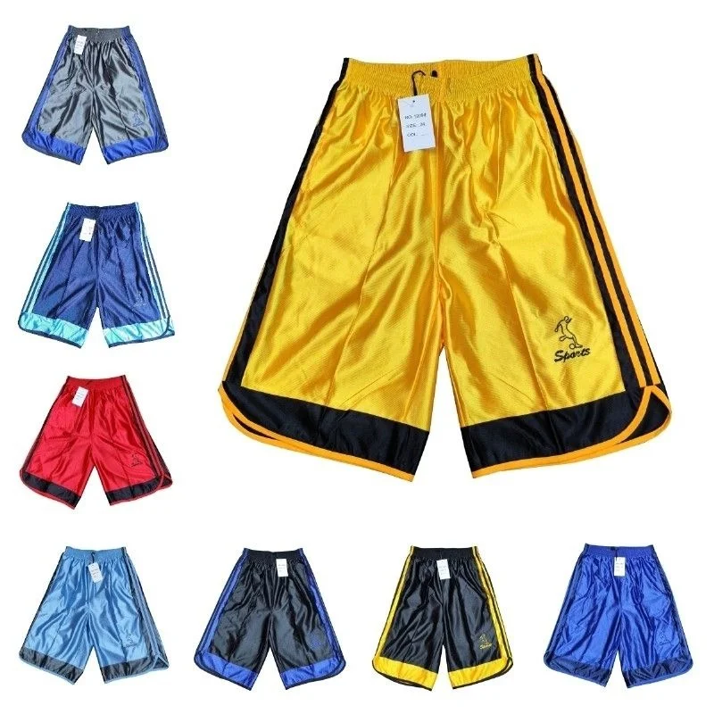 Embroidery Glossy Pockets Men\'s Shorts Outdoor Fitness Male Plus Size Casual Sports Basketball Bottoms