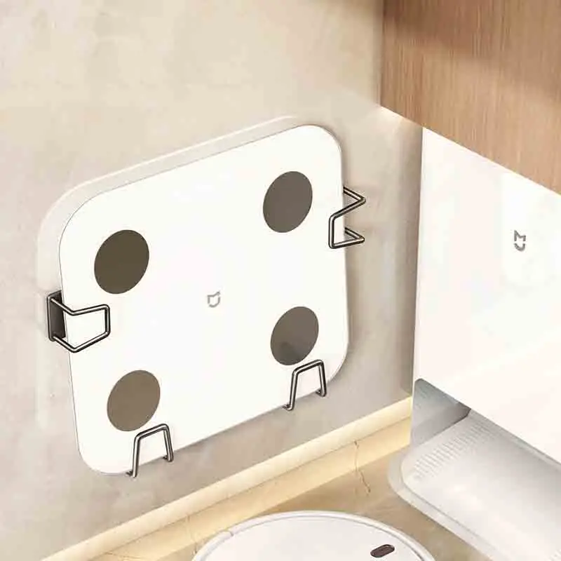 Neues, an der Wand montiertes Gewichtswaagen-Aufbewahrungsregal, universelle Halterung, spurloses Paste, platzsparendes Design, geeignet für Zuhause und Badezimmer