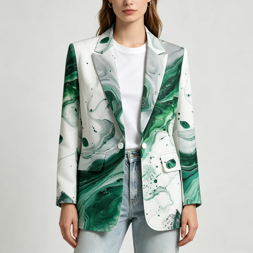

Женский повседневный блейзер с художественным принтом, акварельный цветочный абстрактный узор, легкий, свободного кроя, для офиса и улицы