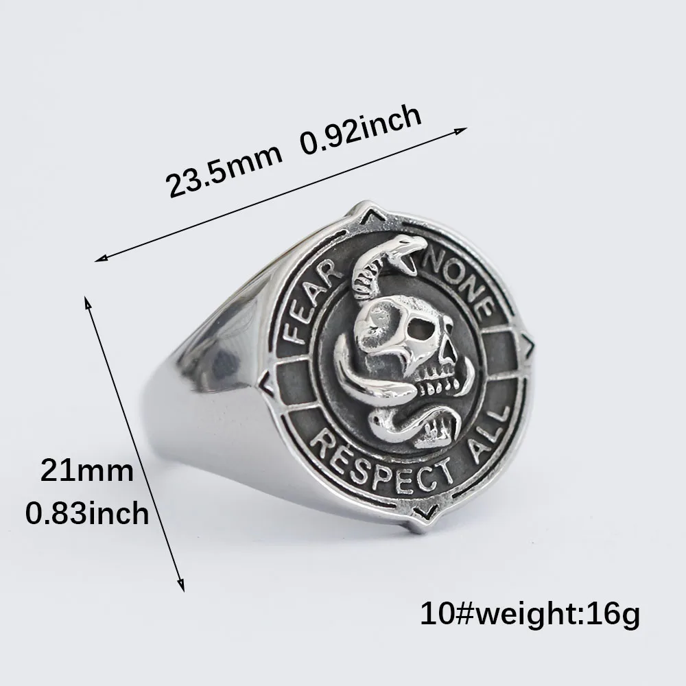 Nuovi anelli da uomo in acciaio inossidabile 316L Viking Punk Rock Gothic skull ring witn snake fashion Jewelry per regalo spedizione gratuita