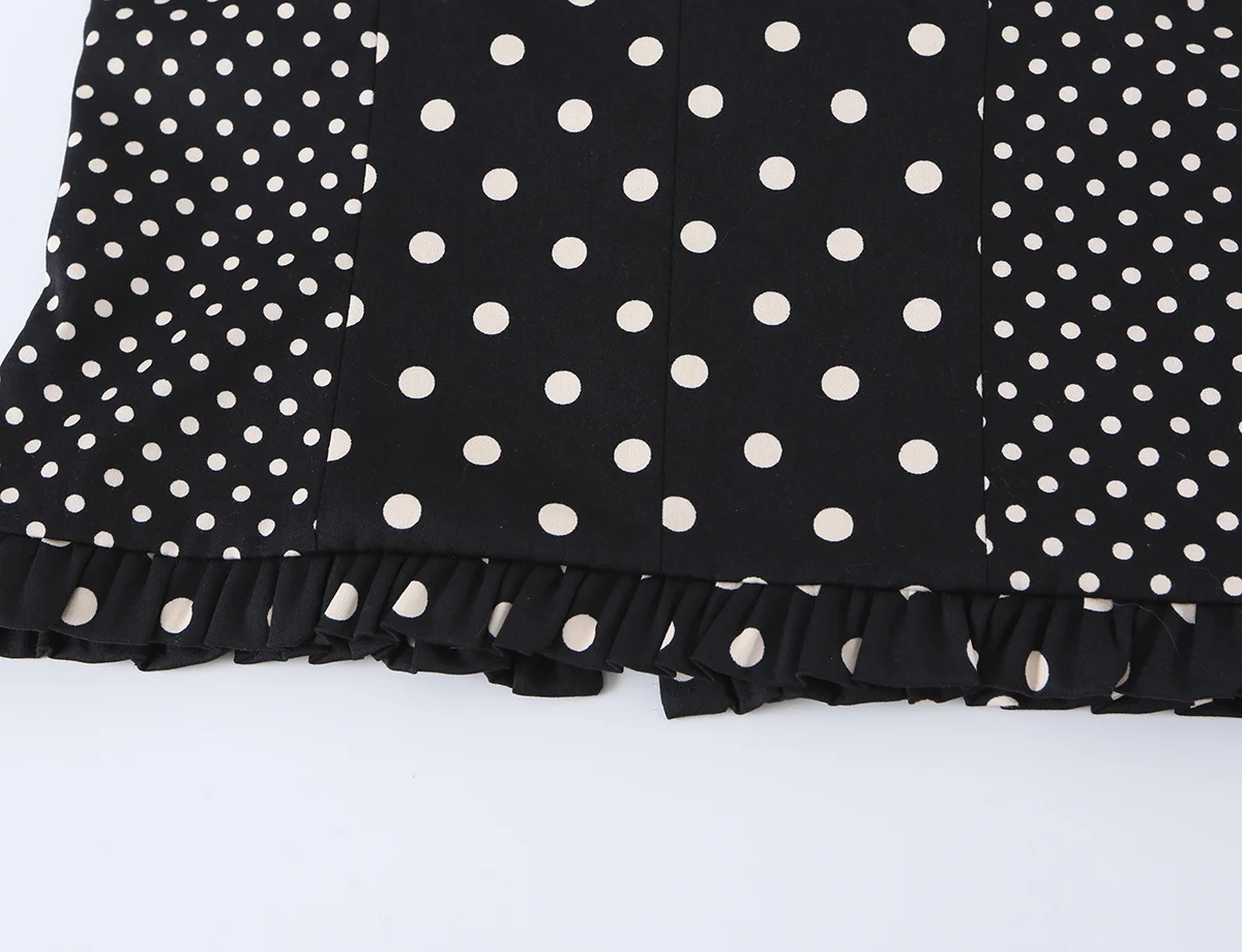 TFMLN Sexy Damen Schwarzes Polka-Dot-Print Plissiertes Trägertop Schlankmachendes Korsett Rückenfreies Camisole-Top für Party und Club – Detail 8