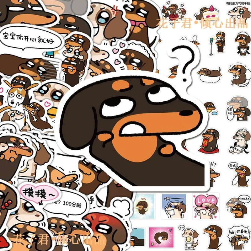 65 szt. Naklejek dekoracyjnych z motywem kreskówkowym, z motywem jamnika, kreatywne graffiti