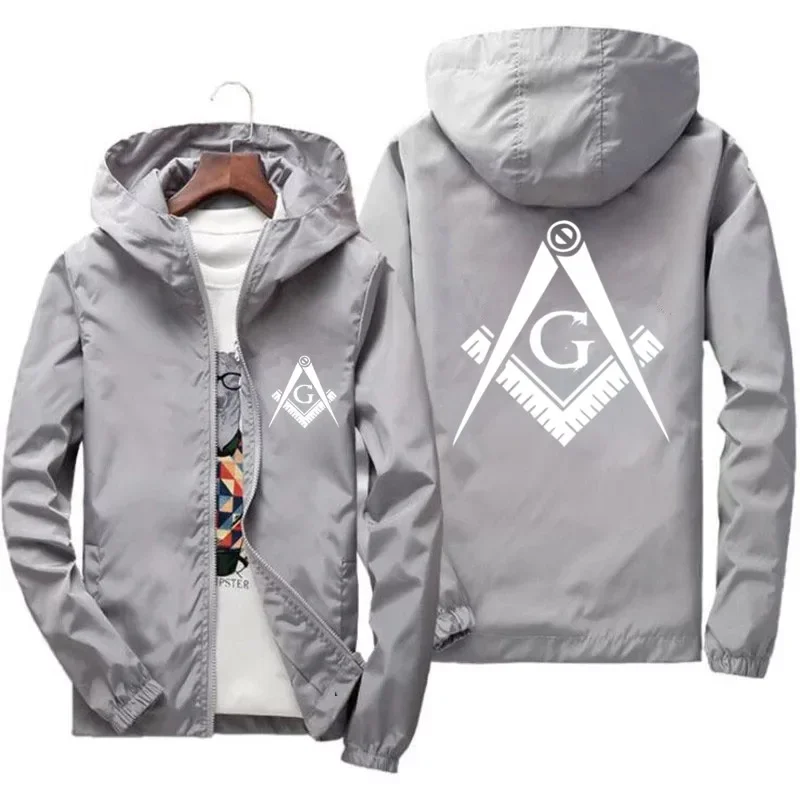 Men's FREEMASON FREEMASONRY SECRET Mason Masonic Windbreaker Jacket Hooded Casual Jackets Thin Zipper Coat Pilot Clothing 7XL