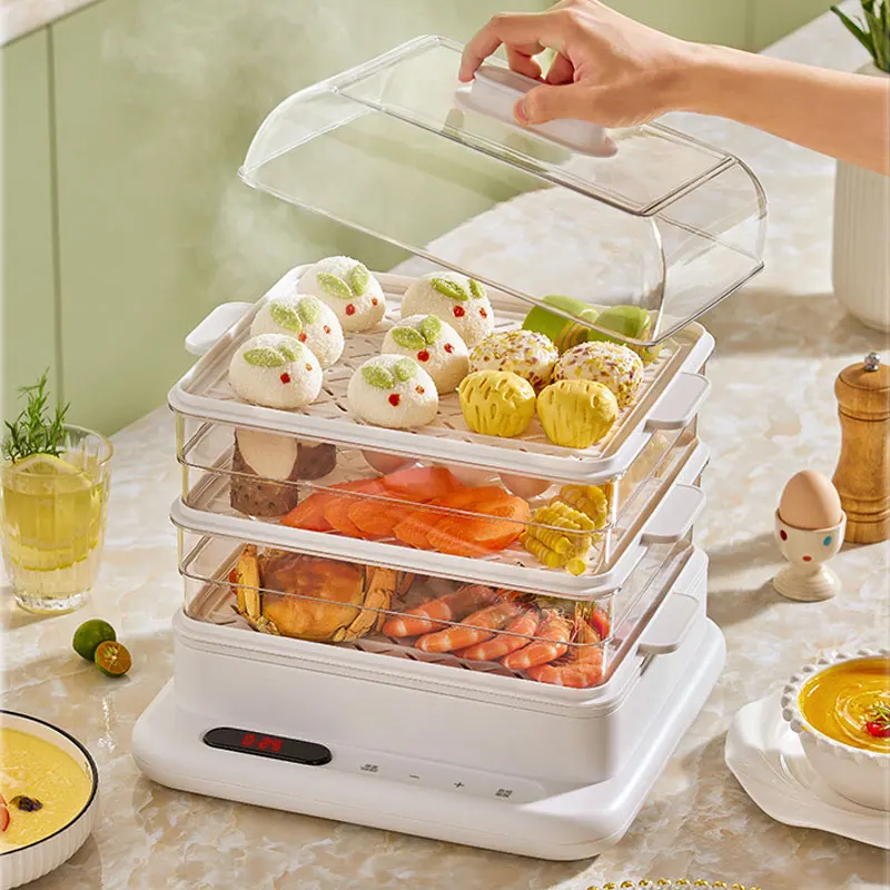 

3-layer Steaming Rack Stainless Steel 34L Large Capacity Electric Food Steamer Home Food Warmer Cooker Vegetables Steam Cooker