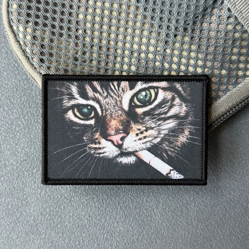 Tigerfleckiger Katzen-Patch, taktisches Moral-Abzeichen, bedruckt, mit Klettverschluss, für Rucksäcke, Kleidung, dekorative Accessoires, Aufkleber, Armbinden – Detail 5