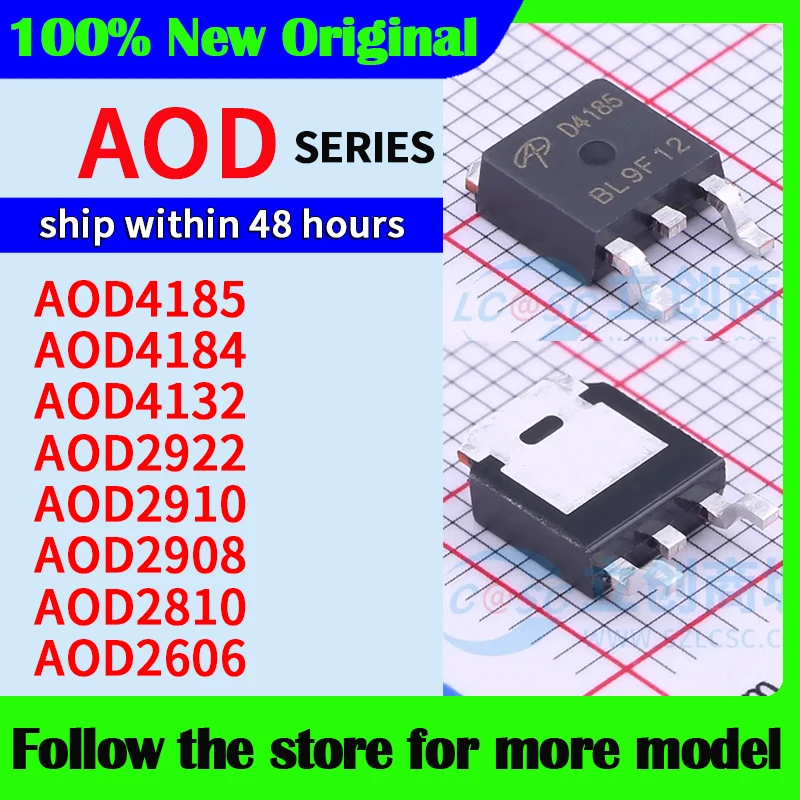 

AOD4185 AOD4184 AOD4132 AOD2922 AOD2910 AOD2908 AOD2810 AOD2606 В наличии 48-часовая доставка
