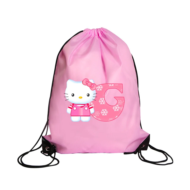 Hello Kitty Sanrio Torba ze sznurkiem Różowe torby do przechowywania liter Przenośny organizer na ubrania o dużej pojemności Plecak sportowy do