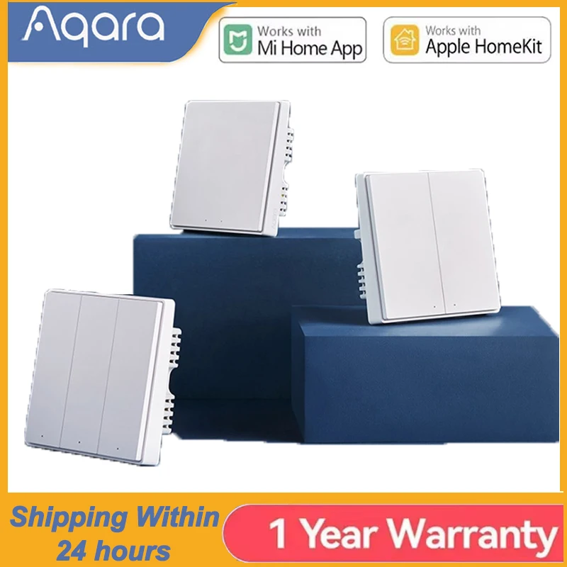 

Умный настенный переключатель Aqara D1 Smart ZigBee, настенный переключатель без нейтрального провода, 1 клавиша, 2 клавиши, кнопка включения света, работа с Mi Home