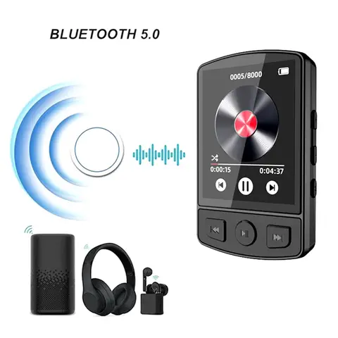 Ingenious-Bluetooth Sports Back Clip MP3/MP4 Recording E-Book Alarm Clock FM Supports External Multi-Function Player,No Memory D