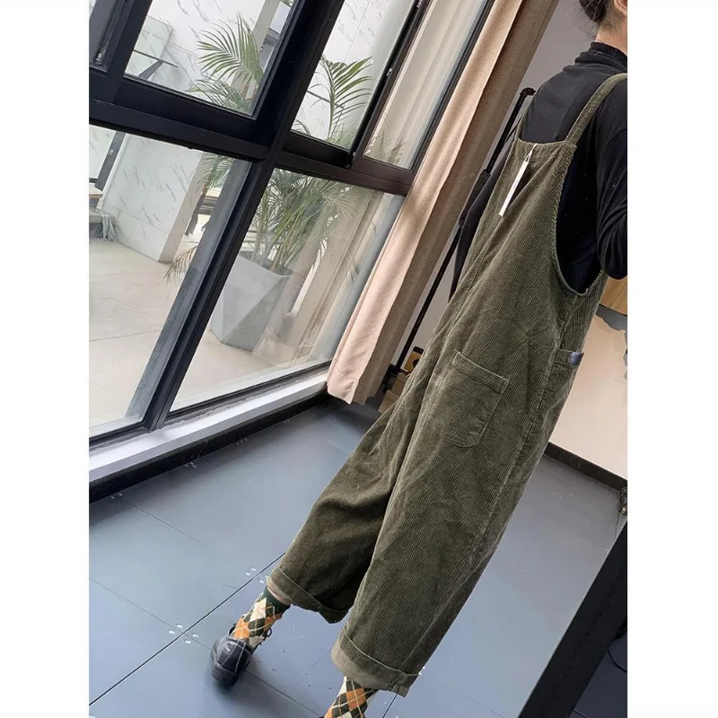 Casual Pants New Jumpsuit Suspenders Ancient Pants Autumn Pants Sports Leg Wide Corduroy Suspenders Versatile Fashion ZMZBCH