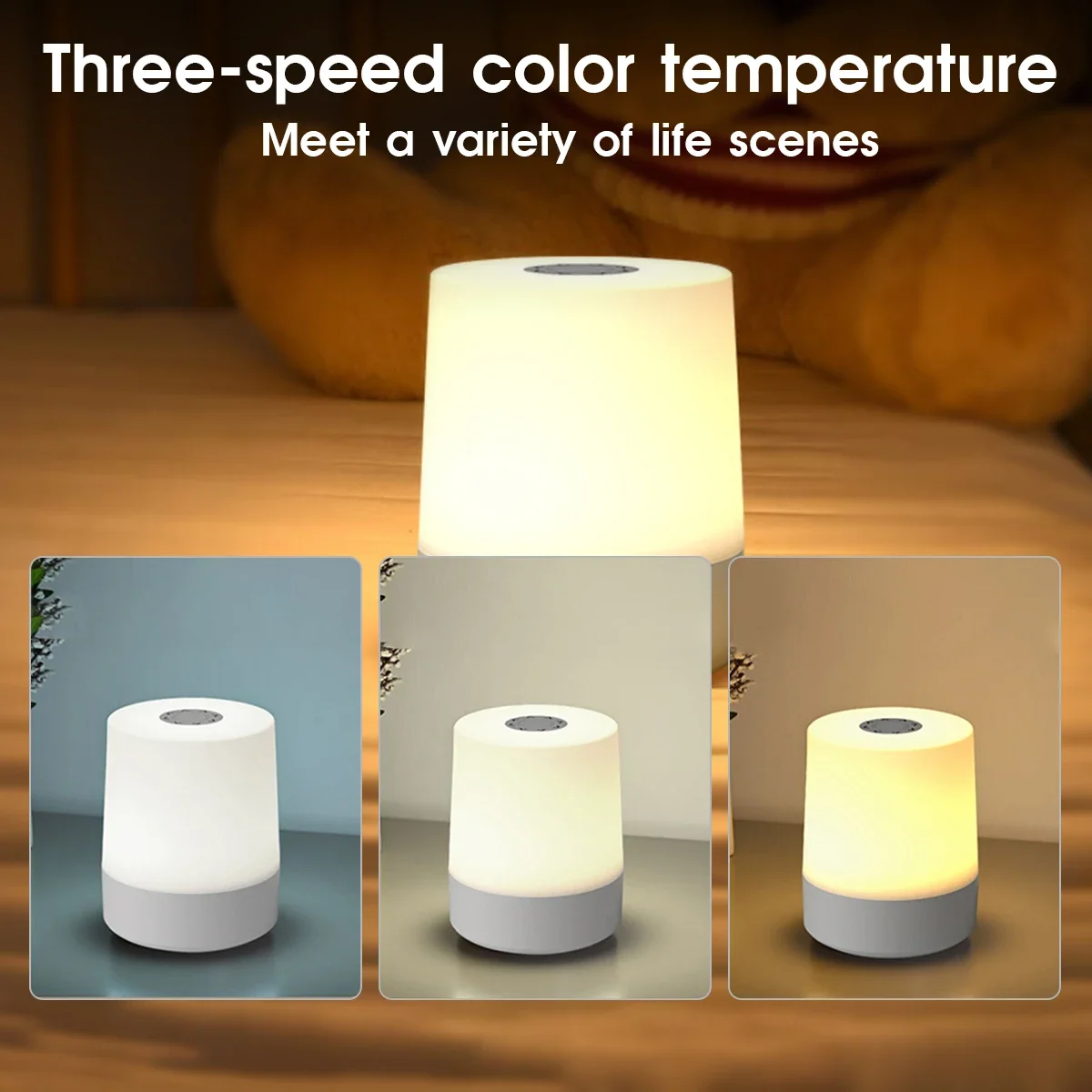 اللمس ليلة مصباح 3 طرق LED ضوء الليل أباجورة USB شحن ضوء الليل الضوء المحيط لينة ضوء الجدول مصباح للأطفال هدية #3
