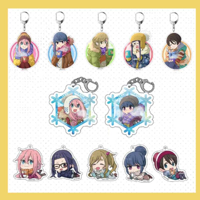 Game Kagamihara Nadeshiko Shima Rin Ogaki Chiaki Inuyama Aoi Ayano Keychain Doll Anime Acrylic Keyring Pendant for Gift