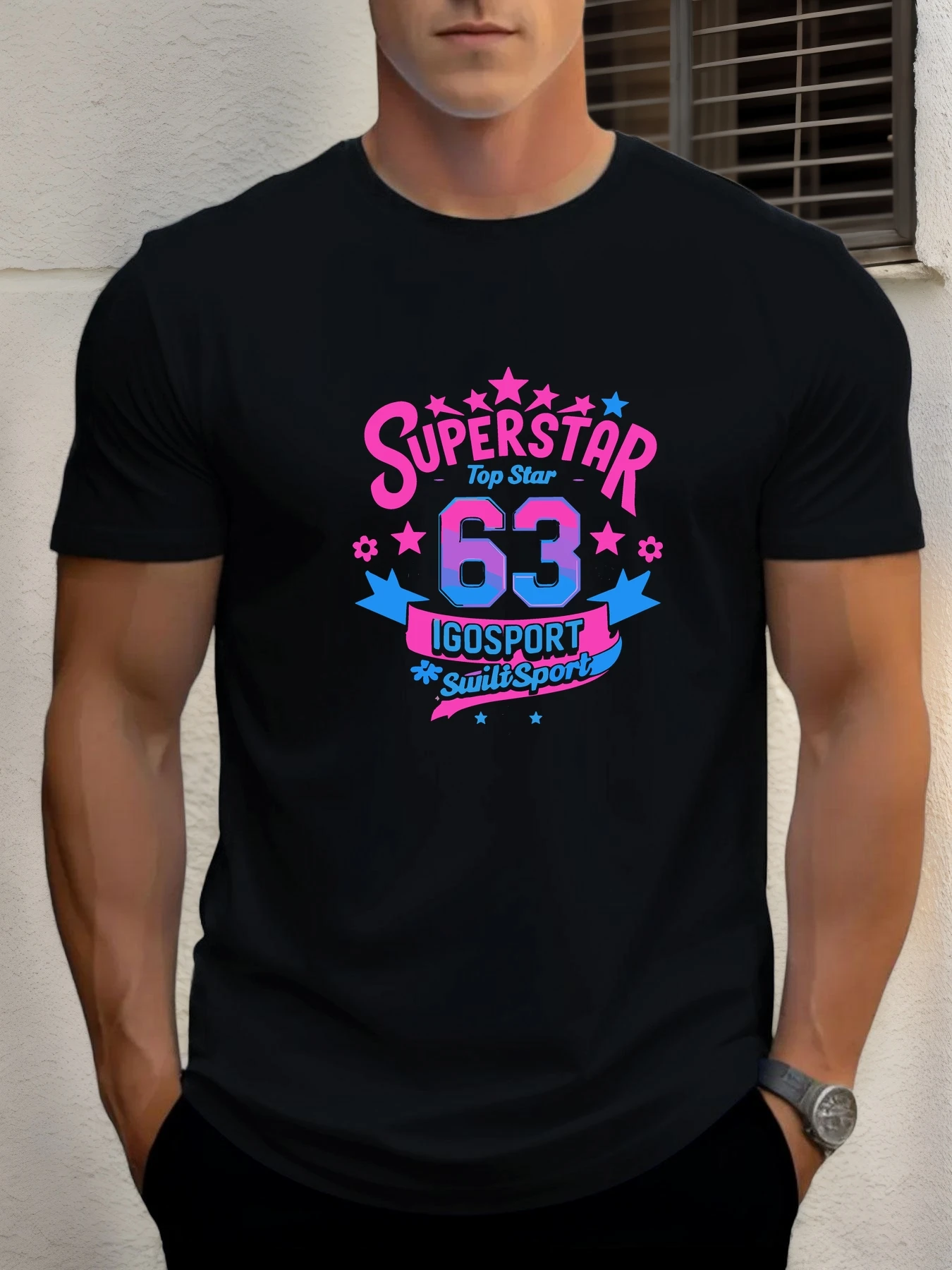 

Men's cotton T-shirt, summer round neck short sleeves, superstar printed breathable street clothing fashion cool T-shirt