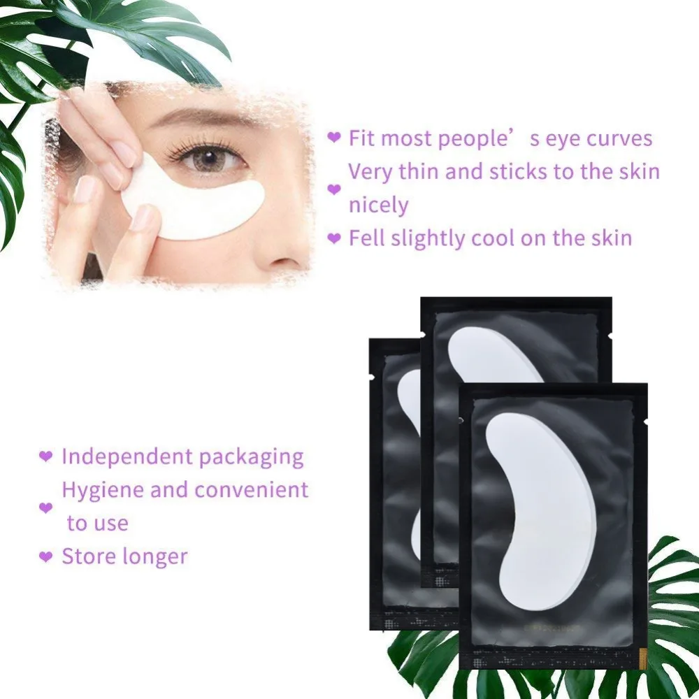 100 Paar fusselfreie Augen-Gel-Pads, feuchtigkeitsspendende Augenpads, Wimpernverlängerungs-Augenpads, Aufkleber, Make-up-Tool – Detail 9