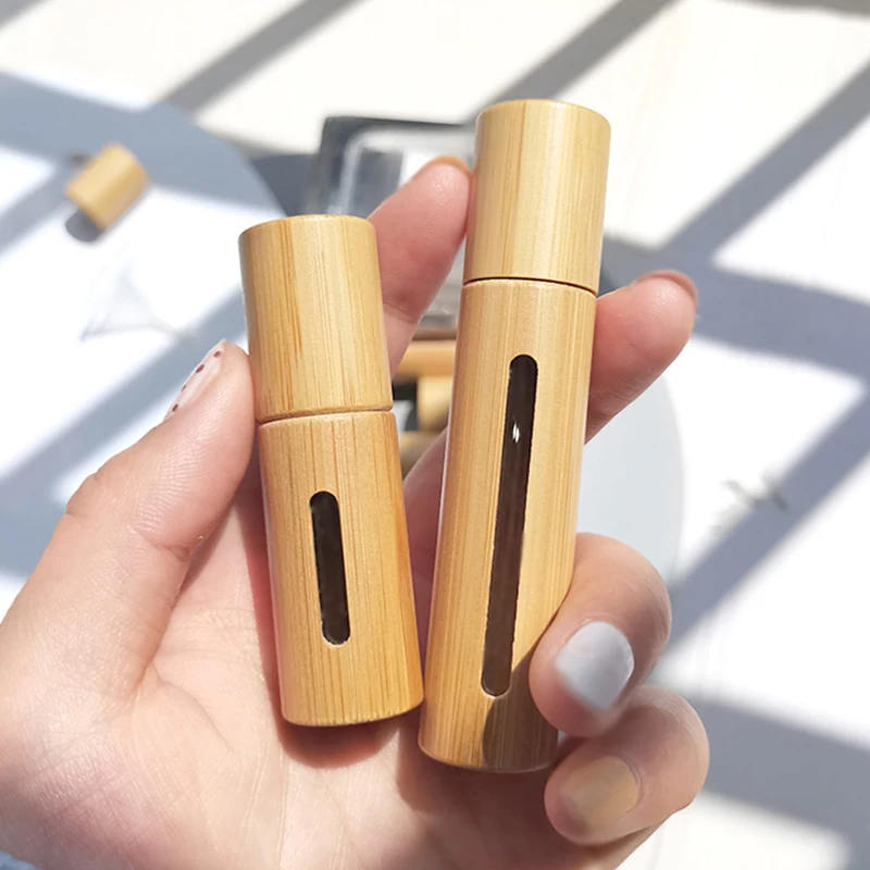 3ml 5ml 10ml Bamboo Wood Bottle Perfume Empty Oil Bottle Stainless Roll On Ball Perfume Aromatherapy Bottle Oil Roller Bottle