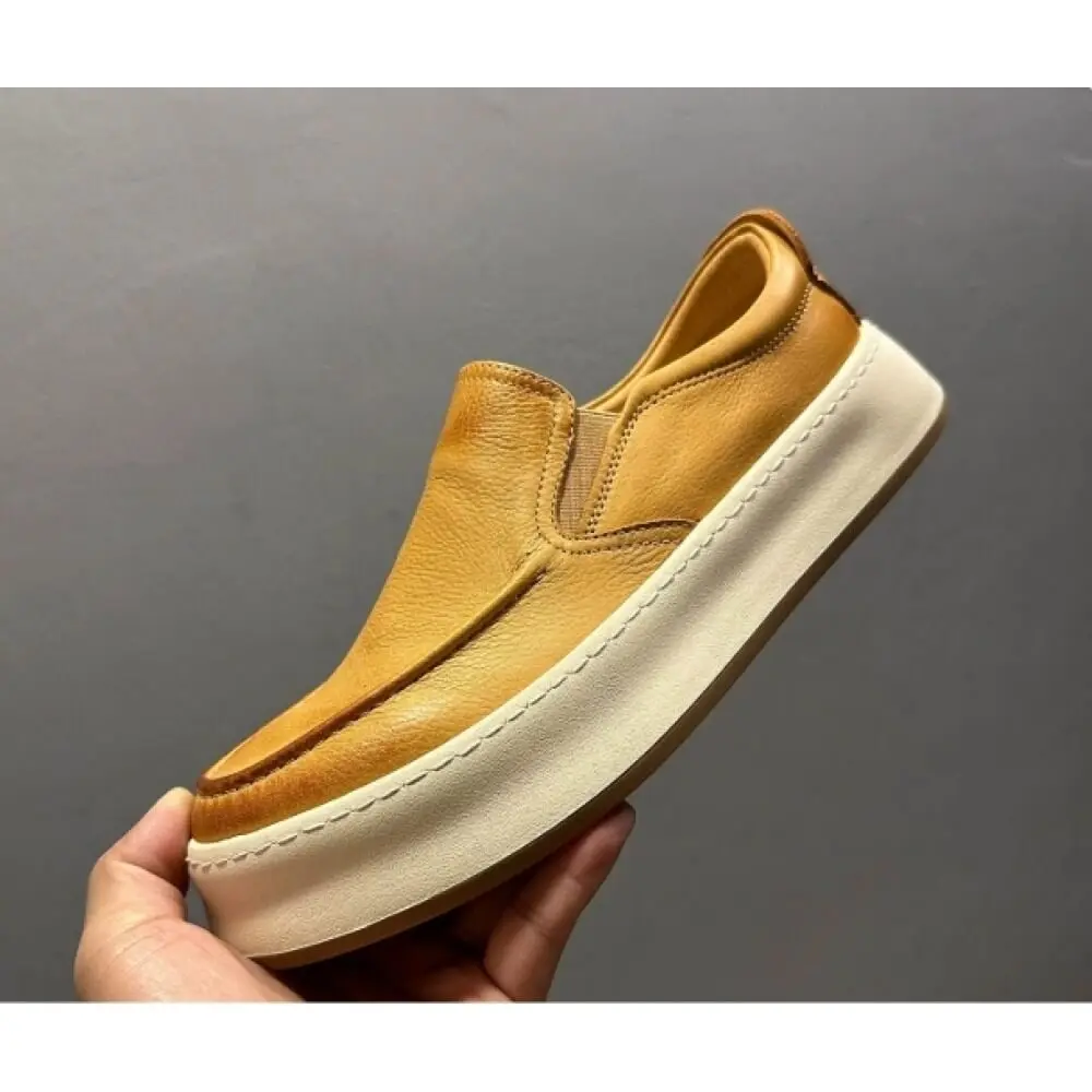 

Luxury Tan Leather Platform Loafers – All-Day Comfort & Versatile Smart-Casual Wear